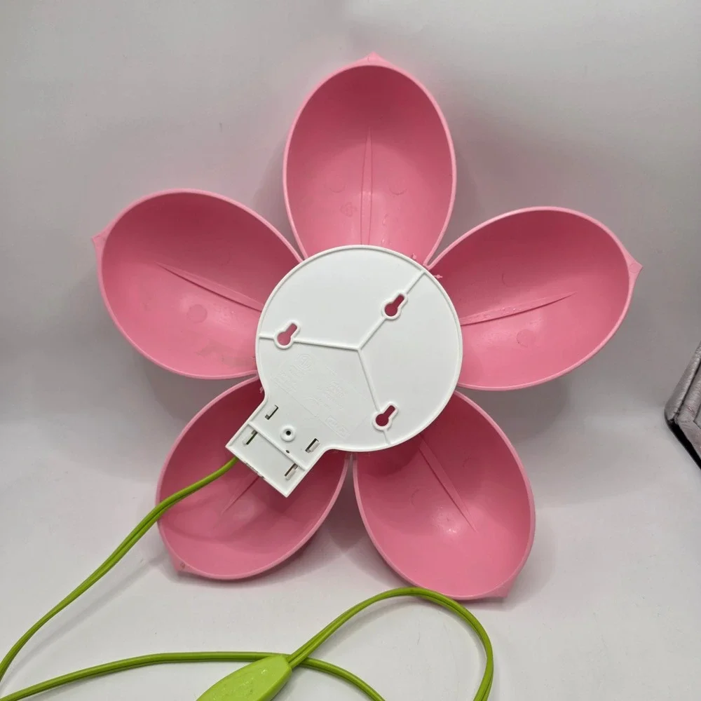 IKEA SMILA BLOMMA Wall Lamp Pink Flower Kids Room Decor Green Cord Y2K Kidcore